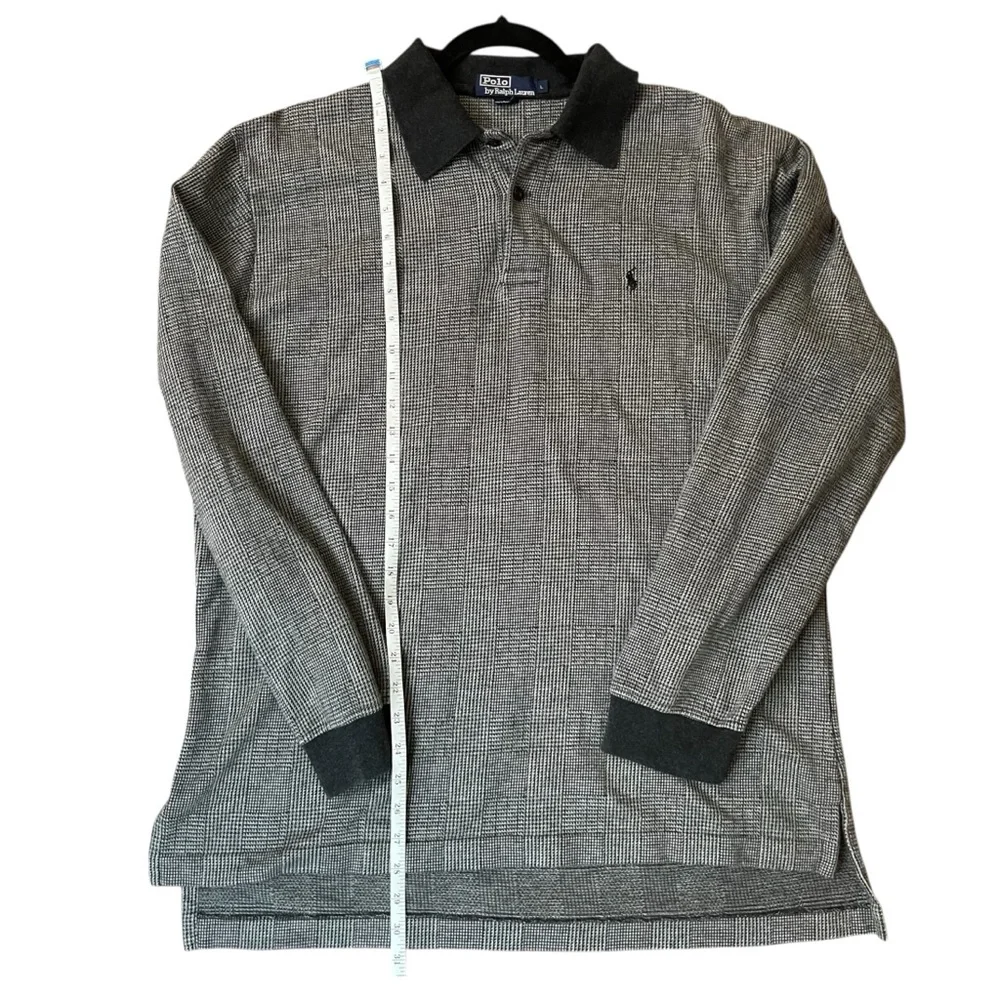 Polo Ralph Lauren Gray Long Sleeve Polo Shirt Men’s Sz.L 2-Tone Knit Classic Fit